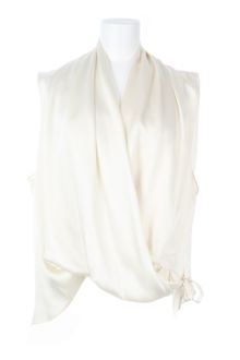 Hussein Chalayan Sleeveless Draped Supple Silk Satin Top - Lyst