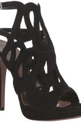 Alaïa Black Suede Cutout Platform Sandals