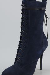 Balmain Lace Up Suede High Heel Boots