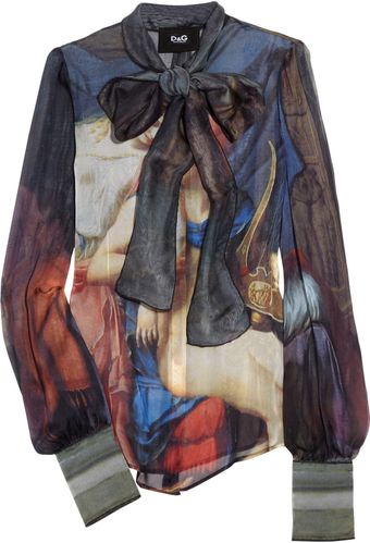  Printed Silk-chiffon Blouse 