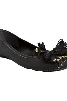 French Sole Black Leather Clove Kiltie Flats - Lyst