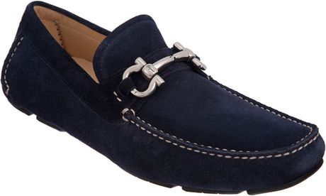 Ferragamo Suede Driver in Blue for Men (navy) - Lyst