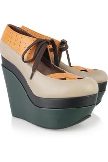 Marni Color-block Leather Wedges - Lyst