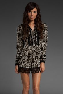 Anna Sui Runway Optic Mod Print Long Sleeve Dress in Cream/black - Lyst