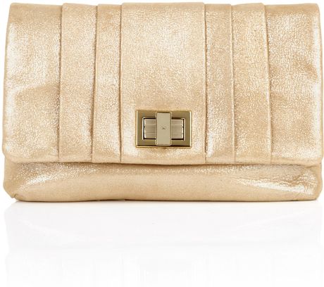 Anya Hindmarch Gold Roslyn Lamé Clutch in Gold - Lyst