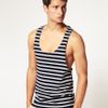 Asos Collection Asos Stripe Extreme Racer Back Vest in Blue for Men (navywhite) - Lyst
