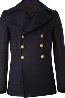 Balmain Wool Pea Coat - Lyst