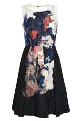 Cacharel Cream and Blue Print Dress