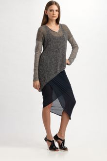 Helmut Lang Slack Drape-front Midi Skirt - Lyst