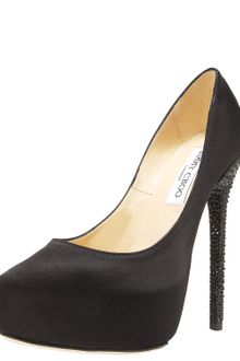 Jimmy Choo Bejeweled Heel Satin Pump - Lyst
