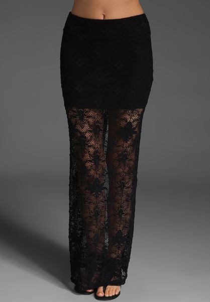 Nightcap Clothing Back Slit Lace Maxi Skirt in Black - Lyst