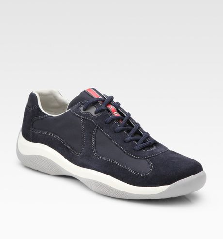 Prada Laceup Sneaker in Blue for Men - Lyst