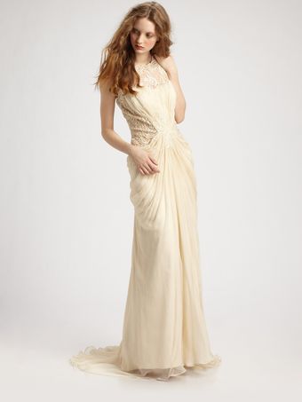 Tadashi Shoji Lace & Chiffon Gown - Lyst