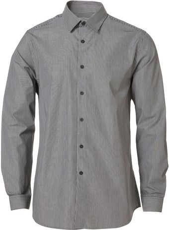 Long Charcoal Striped Shirt - Lyst