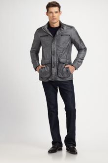 Versace Leather-trim Car Coat - Lyst