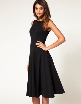 ASOS Collection Asos Midi Fit & Flare Dress with Basqued Waist - Lyst