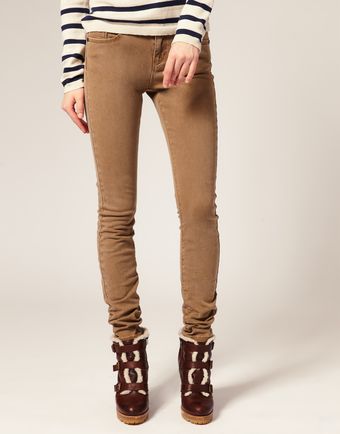 ASOS Collection Asos Washed Camel Skinny Jeans - Lyst