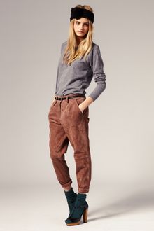 ASOS Collection Asos Pleat Front Suede Peg Trouser - Lyst