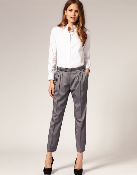 Asos Collection Asos Tailored Low Slung Mans Peg Leg Trouser in Gray (shinygrey) - Lyst