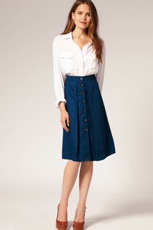 ASOS Collection Asos Button Through Midi Skirt - Lyst