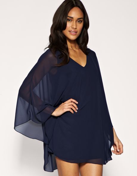 Asos Collection Asos Chiffon Kaftan Dress in Blue (navy) - Lyst