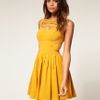 Asos Collection Asos Full Skirt Dress with Multi Strap in Yellow (olive) - Lyst