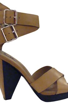 Belle By Sigerson Morrison Stacked Heel Sandals in Oak - Lyst