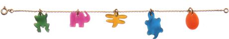 Aurelie Bidermann Gold Bracelet with Five Enameled Mother Of Pearl Charms (17cm) in Gold - Lyst