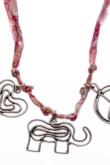 Aurelie Bidermann Three Charms Necklace On Pink Liberty Thread - Lyst