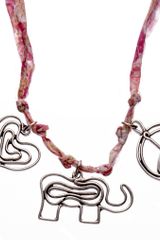 Aurelie Bidermann Three Charms Necklace On Pink Liberty Thread