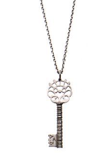 Aurelie Bidermann Mini Key Silver Necklace (50cm Long) - Lyst