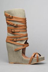 Jeffrey Campbell The Hudgens Strapped Sandal in Khaki Fabric