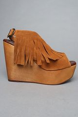 Jeffrey Campbell The Snick Wedge in Tan Fringe