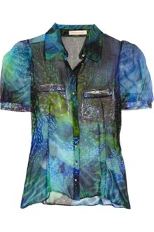 Matthew Williamson Printed Silk-organza Blouse - Lyst