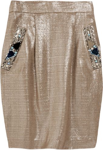 Matthew Williamson Embellished Woven Skirt - Lyst