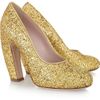 Miu Miu Glitterfinish Leather Pumps in Gold - Lyst