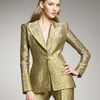 Oscar De La Renta Metallic Jacquard Blazer in Gold - Lyst