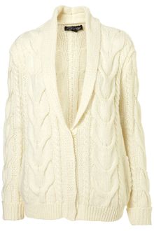 Topshop Knitted Aran Shawl Cardi - Lyst