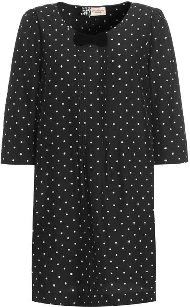Jaeger Silk Blend Polka Dot Dress in Black - Lyst