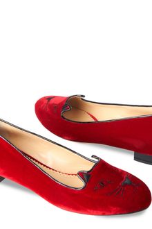 Charlotte Olympia Kitty Flat in Red