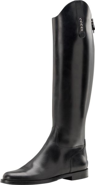 Gucci Beatriz Flat Riding Boot in Black - Lyst