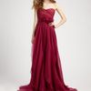 Notte By Marchesa Silk Chiffon Strapless Empire Waist Gown in Red (raspberry) - Lyst