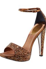 Rene Caovilla Crystallized Platform Ankle-wrap Sandal