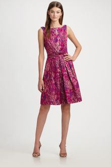 Theia Metallic Brocade Dress - Lyst