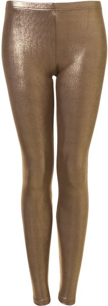 Topshop Metallic Ankle Length Leggings - Lyst