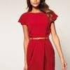 Asos Collection Asos Mini Tulip Dress with Flute Sleeves in Red - Lyst