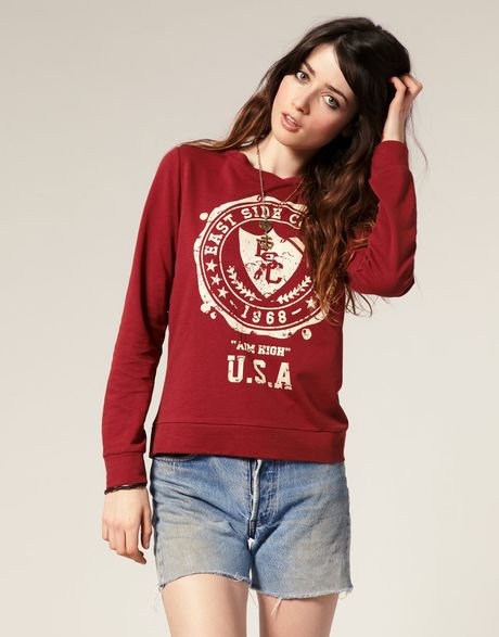 Asos Collection Asos East Side College Jumper in Purple (wine) - Lyst