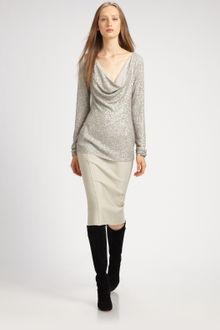 Donna Karan New York Sequined Cashmere Cowlneck Top - Lyst