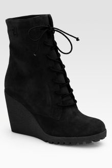 Fendi Suede Wedge Ankle Boots - Lyst