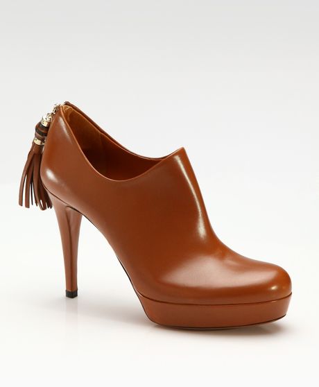 Gucci Betty Midheel Ankle Boots in Brown (tan) - Lyst